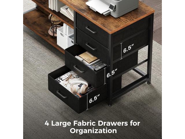 AODK 61' L Shaped Desk with Drawer, Computer Desk with Power Outlets & LED Lights, Reversible Corner Gaming Desks for Home Office Workstation,...