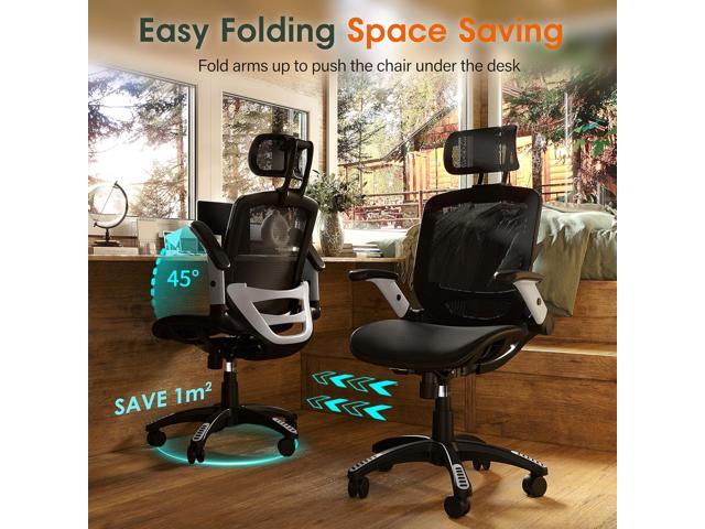 GABRYLLY Ergonomic Office Chair, High Back Home Desk Chair with Headrest, Flip-Up Arms, 90-120° Tilt Lock and Wide Cushion, Big and Tall Mesh...