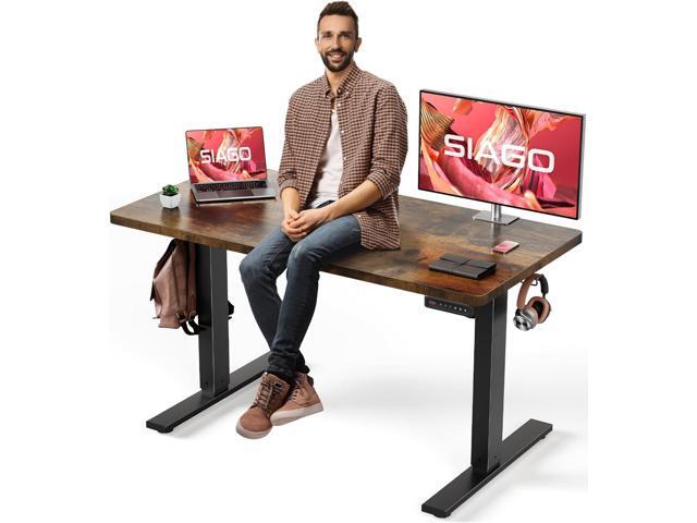 SIAGO Electric Standing Desk Adjustable - 48 x 24 Inch Sit Stand up Desk with Cable Management - 3 Memory Preset Adjustable Height Table