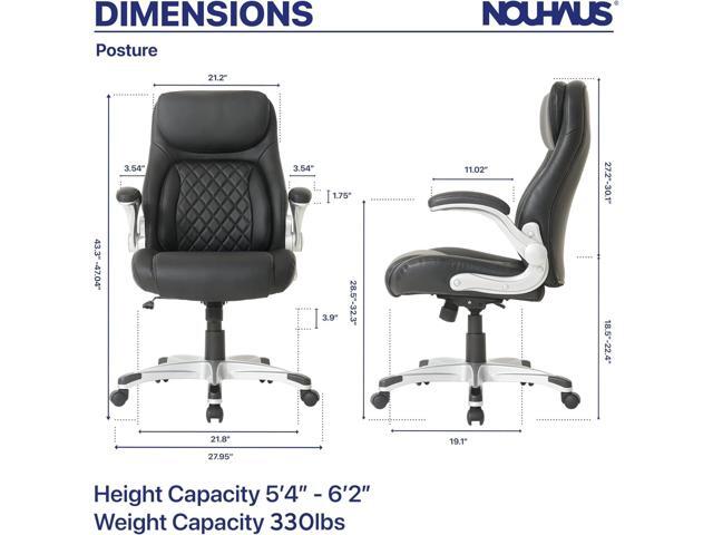 Nouhaus +Posture Ergonomic PU Leather Office Chair. Click5 Lumbar Support with FlipAdjust Armrests. Modern Executive Chair and Computer Desk Chair...