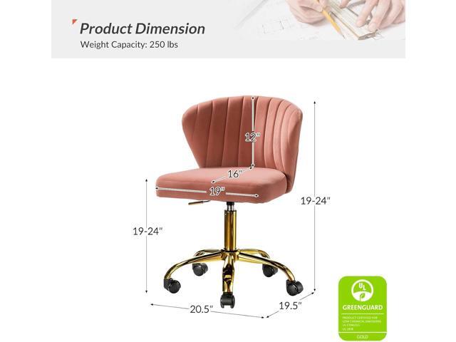 HULALA HOME Home Office Desk Chair with Gold Wheels, Small Cute Vanity Chair with Back for Bedroom, Adjustable Rolling Task Work Seat for...