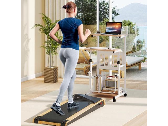 Tangkula Adjustable Standing Desk, Mobile Rolling Computer Desk with Storage Shelf, Portable Laptop Table with Footrest, Mesh Panel, Lockable...