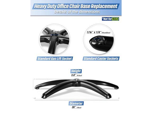 Sytopia 28' Heavy-Duty Office Chair Base Replacement with Wheels (Set of 5), Metal Base with Casters, Total Height: 7.5' (18.9 cm), Compatible with...