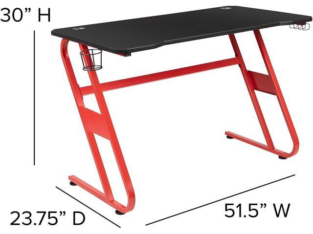 Flash Furniture Fisher Red Gaming Ergonomic Desk with Cup Holder and Headphone Hook