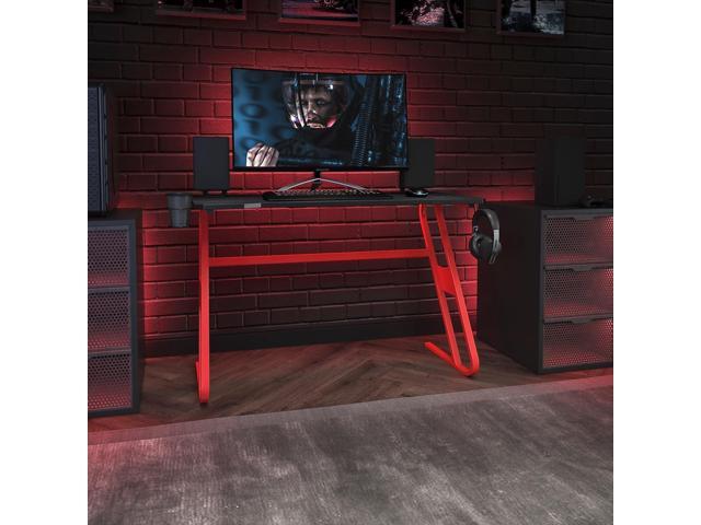 Flash Furniture Fisher Red Gaming Ergonomic Desk with Cup Holder and Headphone Hook