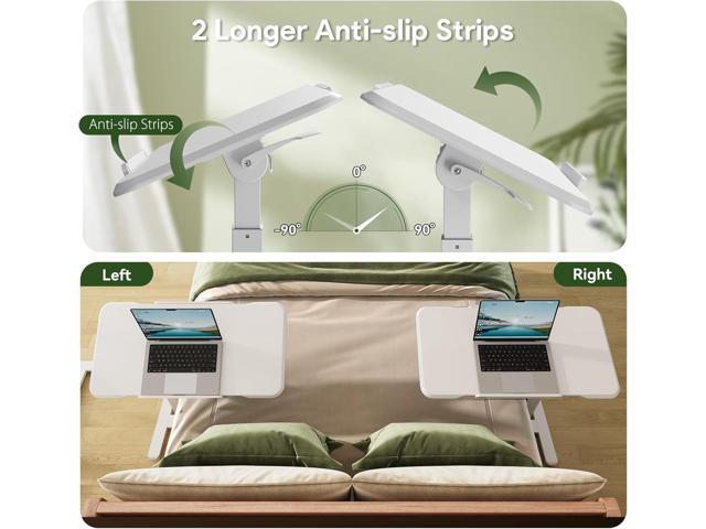 Rolling Laptop Desk, 180° Tiltable Mobile Standing Desk Height Adjustable, Overbed Bedside Table, Portable Computer Desk with Wheels, Foldable...