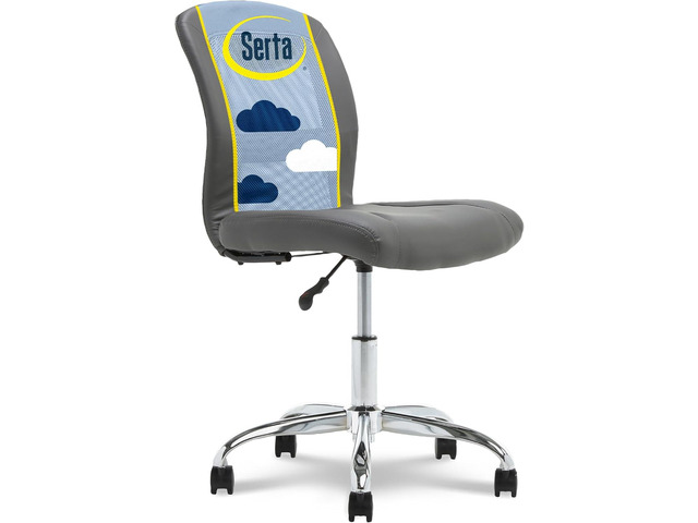 Serta Essential Armless TaskChair, Small Desk Chairs with Wheels, Breathable Mesh Back and Faux Leather, Quality Foam Cushion Seat for Comfort,...