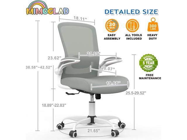 Mimoglad Ergonomic High Back Mesh Office Chair, Adjustable Lumbar Support, Thickened Seat Cushion (Modern, Moon Gray)