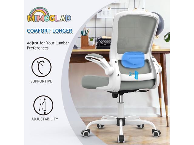 Mimoglad Ergonomic High Back Mesh Office Chair, Adjustable Lumbar Support, Thickened Seat Cushion (Modern, Moon Gray)