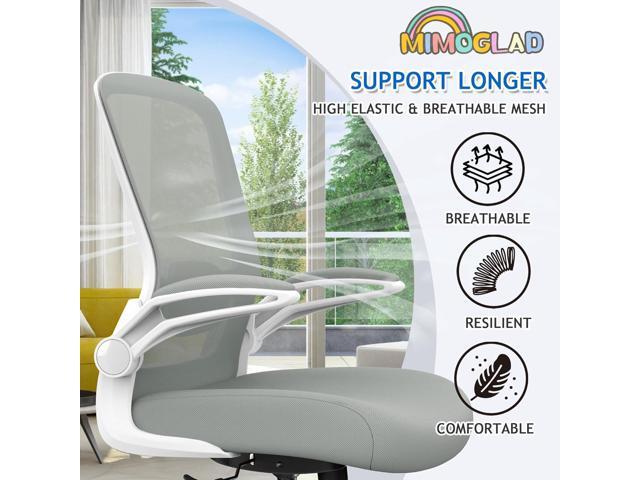 Mimoglad Ergonomic High Back Mesh Office Chair, Adjustable Lumbar Support, Thickened Seat Cushion (Modern, Moon Gray)