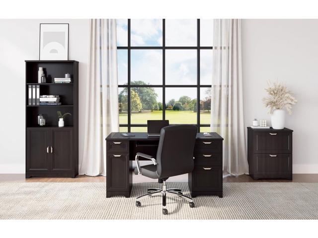Realspace Modern Comfort Series Winsley Bonded Leather Mid-Back Chair, Black