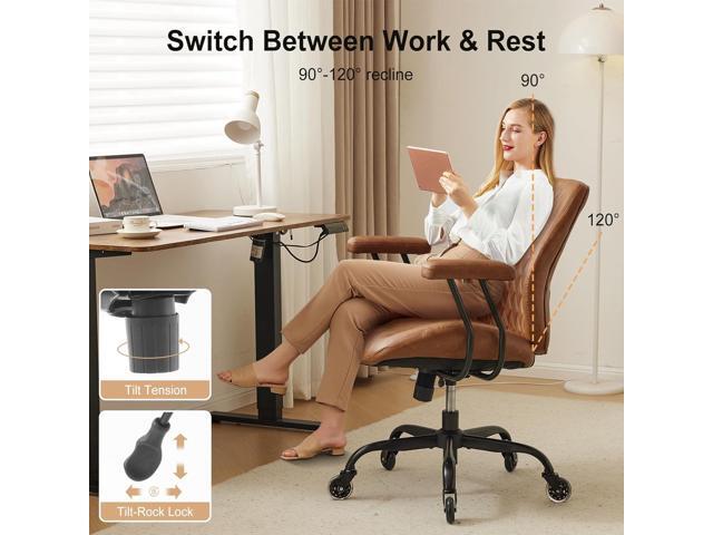 YFO Home Office Desk Chair Office Rubber Casters Ergonomic Computer Chair with Lumbar Support Adjustable Height Rolling Swivel Executive Task...