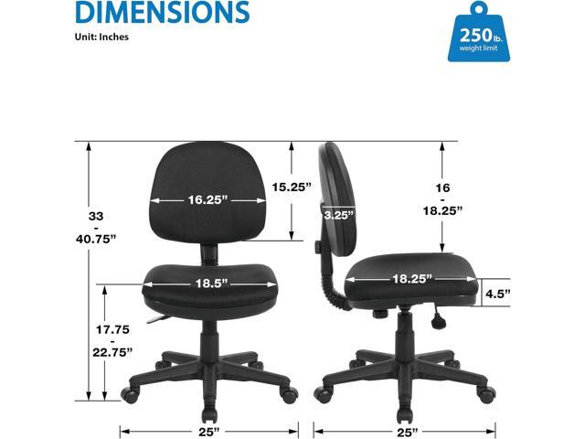 Office Star Pneumatic Sculptured Office Task Chair with Thick Padded Seat and Built-in Lumbar Support, Black