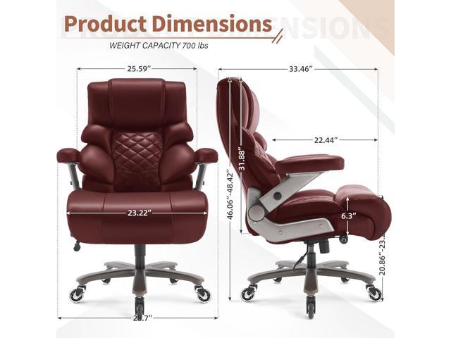 VUZI 700lbs Big and Tall Office Chair-Large Computer Chair with Adjustable Lumbar Support 3D Flip Arms Plus Size Wheels, High Back Executive Desk...