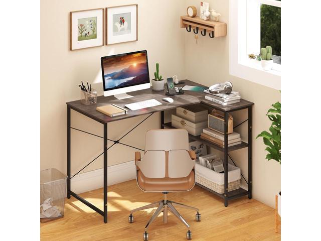 Tangkula L-Shaped Computer Desk with Reversible Shelves, 48 Inch Corner Computer Desk, Modern Writing Study Desk Home Office Workstation, Space...