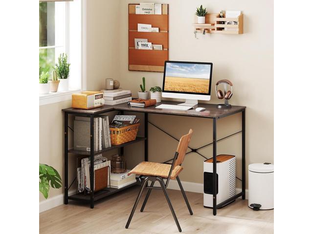 Tangkula L-Shaped Computer Desk with Reversible Shelves, 48 Inch Corner Computer Desk, Modern Writing Study Desk Home Office Workstation, Space...