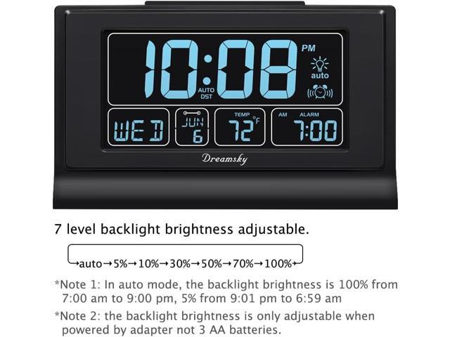DreamSky Alarm Clocks for Bedrooms with Battery Backup, Auto Set Digital Clock with Date and Day of Week, Temperature, USB Port, Auto DST, Dimmer,...