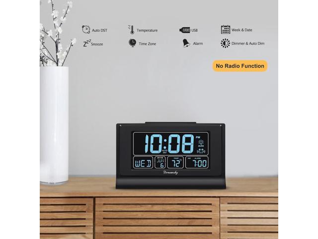 DreamSky Alarm Clocks for Bedrooms with Battery Backup, Auto Set Digital Clock with Date and Day of Week, Temperature, USB Port, Auto DST, Dimmer,...