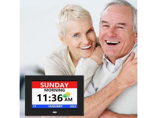 7 Inch Digital Clock with Day and Date for Elderly Alzheimer's Clock Customizable Alarms 3 Display Modes Large Font Alarm Clock for Seniors Auto...