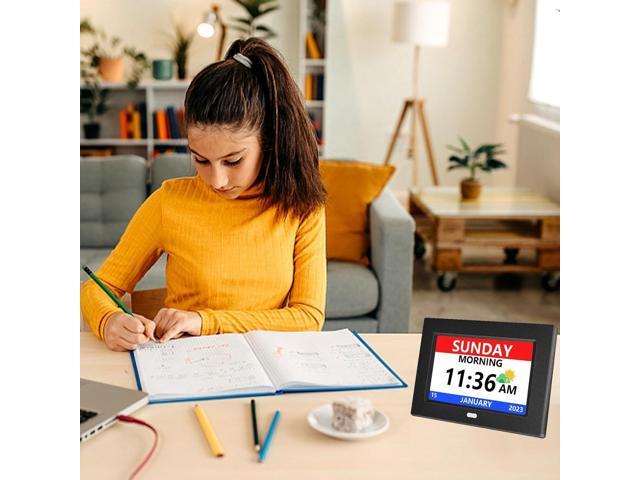 7 Inch Digital Clock with Day and Date for Elderly Alzheimer's Clock Customizable Alarms 3 Display Modes Large Font Alarm Clock for Seniors Auto...