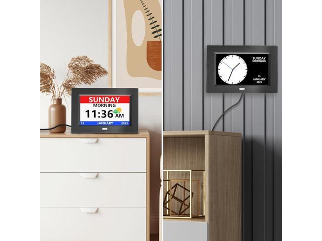 7 Inch Digital Clock with Day and Date for Elderly Alzheimer's Clock Customizable Alarms 3 Display Modes Large Font Alarm Clock for Seniors Auto...