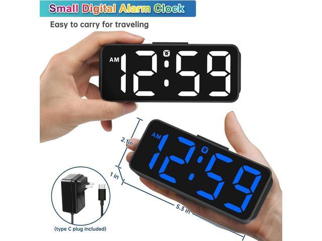 Peakeep Small Tiny Digital Alarm Clock Plug in for Kids Bedroom Bedside Nightstand, RGB Colorful Changing Large Display for Travel, Dimmable 6...