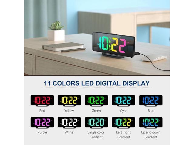 Digital Alarm Clock, Large LED Digital Clock for Bedrooms with 10 Color Changing Night Light, Adjustable Brightness, USB Charging Port, Bedside and...