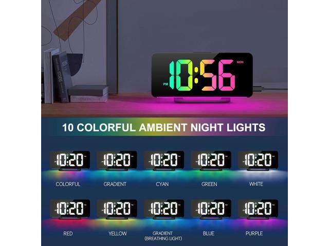 Digital Alarm Clock, Large LED Digital Clock for Bedrooms with 10 Color Changing Night Light, Adjustable Brightness, USB Charging Port, Bedside and...