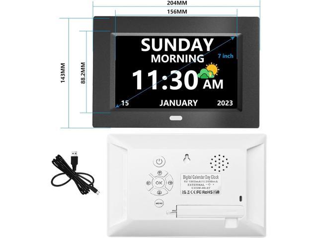 7 Inch Clock with Day and Date for Elderly Large Display Digital Clocks 12 Alarms 3 Display Modes Large Font Alzheimer's Clock Alarm Clocks for...