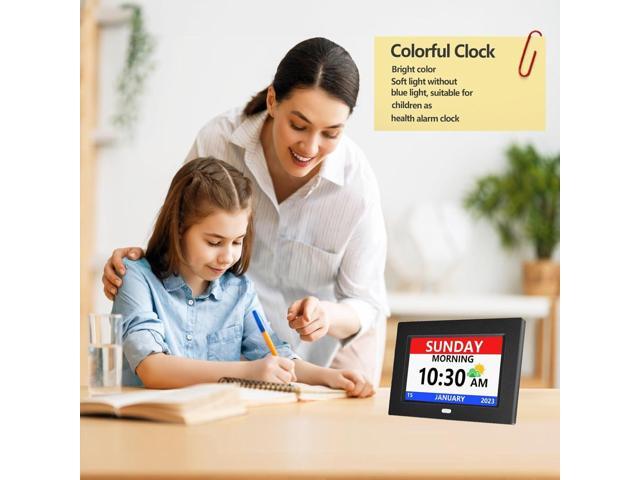 7 Inch Clock with Day and Date for Elderly Large Display Digital Clocks 12 Alarms 3 Display Modes Large Font Alzheimer's Clock Alarm Clocks for...