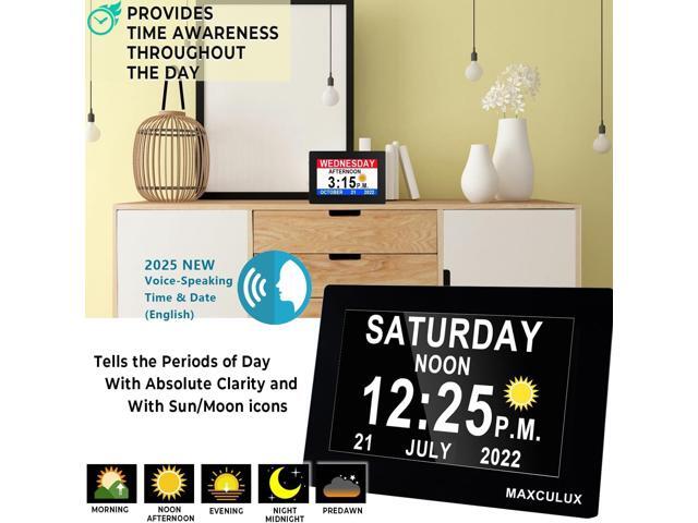 Upgraded19 Alarms Digital Talking Clock with Day and Date, Custom Reminders, 1280*800p HD Dsiplay, 10-Levels Dimmer, Auto DST, Sleep Trainer for...