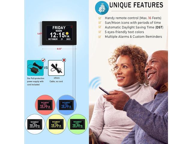 Upgraded19 Alarms Digital Talking Clock with Day and Date, Custom Reminders, 1280*800p HD Dsiplay, 10-Levels Dimmer, Auto DST, Sleep Trainer for...