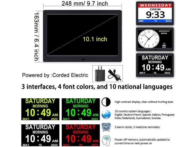 AINFTIME DST Digital Clock with Date and Day of Week for Elderly-12 Alarms Medication Reminder Dementia Alzheimers Clock Calendar with Extra Large...