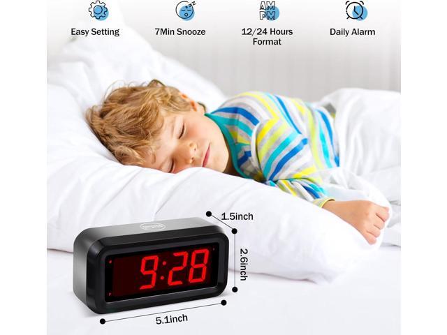 Digital Alarm Clock Battery Operated with LED Display for Bedrooms, Long Battery Life for 12 Months, 3 Brightness Adjustable, 12/24 Hour, Snooze,...