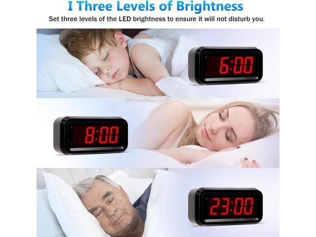 Digital Alarm Clock Battery Operated with LED Display for Bedrooms, Long Battery Life for 12 Months, 3 Brightness Adjustable, 12/24 Hour, Snooze,...
