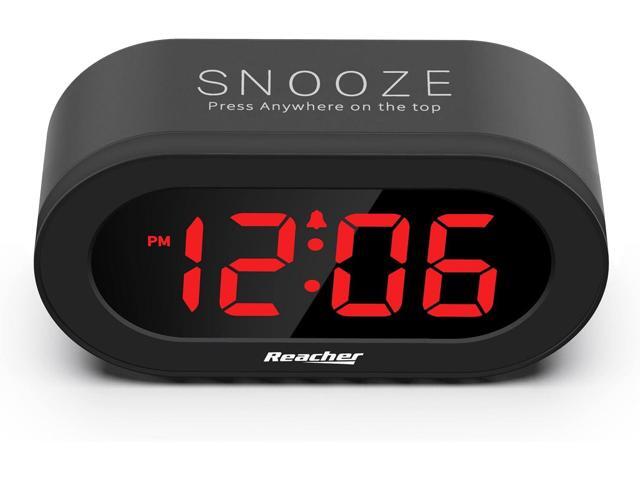 REACHER Small LED Digital Alarm Clock with Simple Operation, Full Range Brightness Dimmer, USB Phone Charger Port, Easy Snooze, Adjustable Alarm...