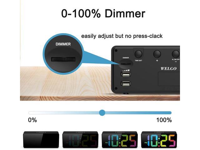 7.5 Inches Big Number Alarm Clock for Seniors & Kids, 0-100% Adjustable Brightness and Volume, USB Charging Port, Simple Operation, Snooze, Outlet...
