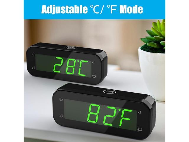 KWANWA 2 in 1 Alarm Clock Indoor Thermometer, Digital Clock with Temperature Display, Adjustable Brightness Dimmer, 12/24Hr, Snooze, Cordless,...