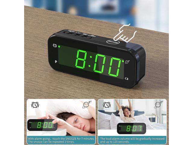 KWANWA 2 in 1 Alarm Clock Indoor Thermometer, Digital Clock with Temperature Display, Adjustable Brightness Dimmer, 12/24Hr, Snooze, Cordless,...