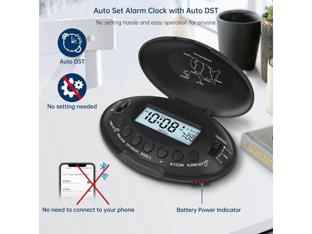 DreamSky Vibrating Alarm Clock for Heavy Sleepers - Auto Set Bed Shaker Alarm Clock Under Pillow for Hearing Impaired, Bedroom, Travel,...