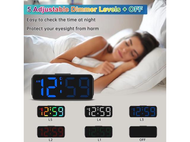 Peakeep Small Tiny Digital Alarm Clock Plug in for Kids Bedroom Bedside Nightstand, RGB Colorful Changing Large Display for Travel, Dimmable 6...