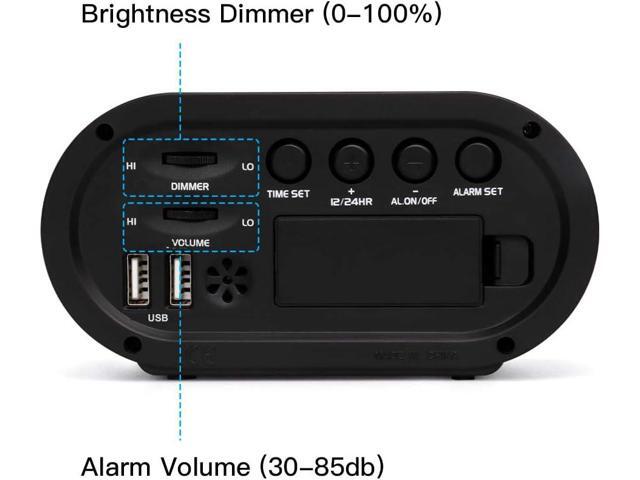 REACHER Small LED Digital Alarm Clock with Simple Operation, Full Range Brightness Dimmer, USB Phone Charger Port, Easy Snooze, Adjustable Alarm...