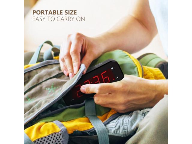 Small Digital Clock Battery Operated, LED Travel Alarm Clock Battery Powered with Snooze, Cordless, Brightness Adjustable, 12/24Hr, Easy to Use