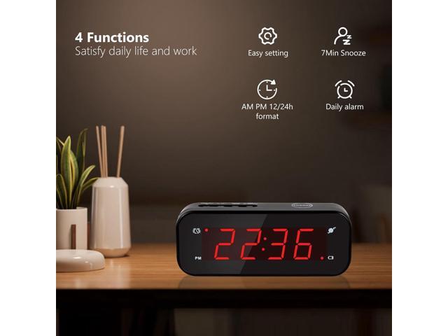 Small Digital Clock Battery Operated, LED Travel Alarm Clock Battery Powered with Snooze, Cordless, Brightness Adjustable, 12/24Hr, Easy to Use
