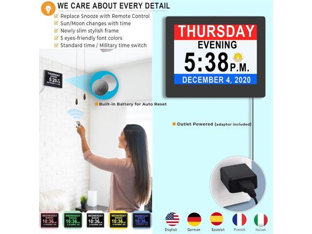 Véfaîî 20 Alarms Digital Clock 8 INCH Large with 1280 * 800P HD, Auto DST, Custom Reminders, 6 Display, 7 Color Modes, 10-Level Auto Dimmer, Clock...