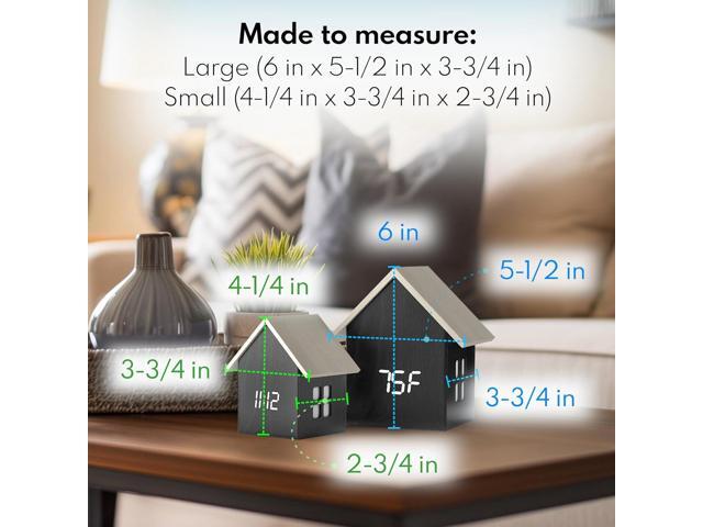 Driini Digital House Shaped Alarm Clock with Temperature Display (Dark Wood) Modern Aesthetic with Cute Cube Frame and White LED Dimmer - Perfect...