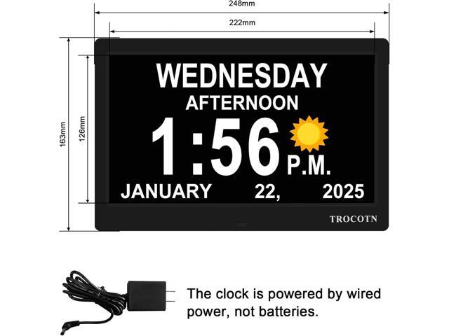 TROCOTN Dementia Clocks, Large Display Calendar Alarm Clock with Auto DST for Seniors, 5 Display Modes Large Font Digital Clock with Custom Alarms...