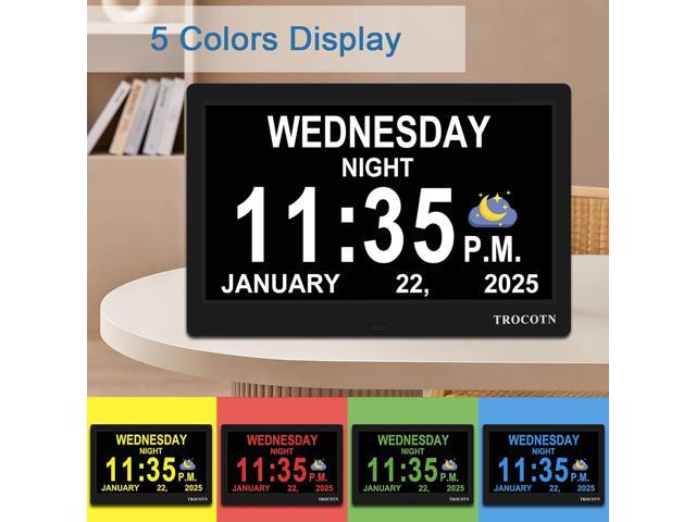 TROCOTN Dementia Clocks, Large Display Calendar Alarm Clock with Auto DST for Seniors, 5 Display Modes Large Font Digital Clock with Custom Alarms...