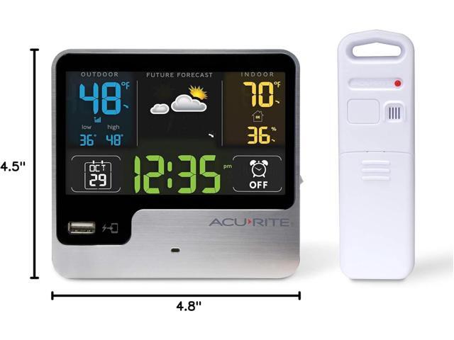 AcuRite 01129M Alarm Clock with USB Charger, Outdoor Temperature & Weather Forecas