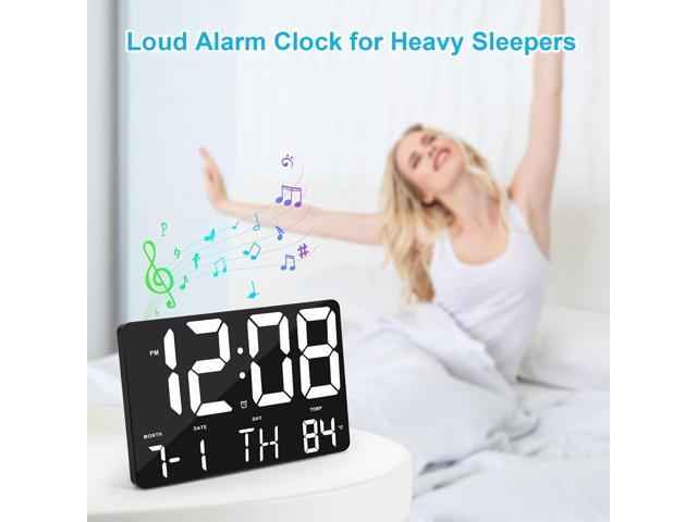 Amgico Digital Alarm Clock with Snooze, Temperature, Auto Dimming, 11.5' Large Display Calendar, Desk/Wall Clock for Bedroom, Living Room, Office,...